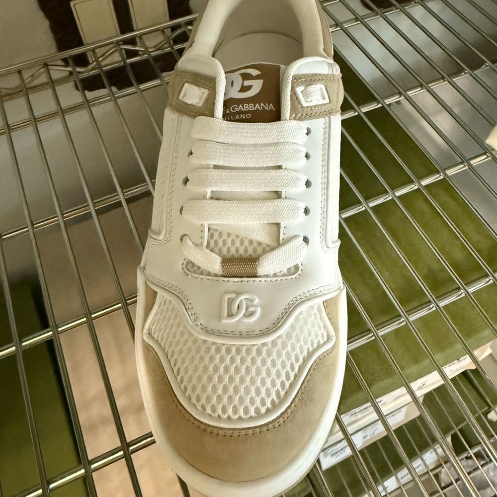 Dolce & Gabbana White and Tan Sneakers size 10 brand new with box /dbag